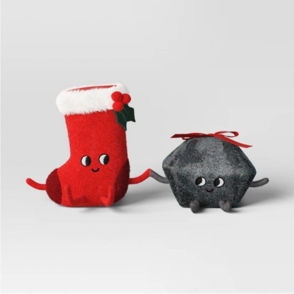 Felt Stocking & Coal Christmas Figurine  - NWT Target Wondershop